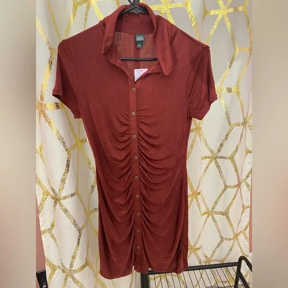 NWT Women’s Wild Fable Slinky Button Down Collar Dress Size Small - Picture 3 of 5